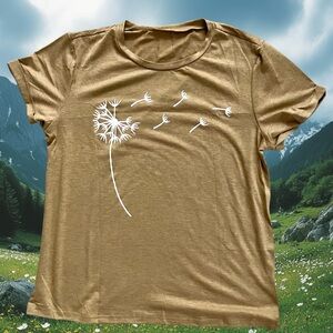Elegant Tan Dandelion Graphic Tee